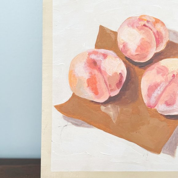 SOLD Original Peaches Acrylic Painting on Wood Panel - Picture 4 of 6